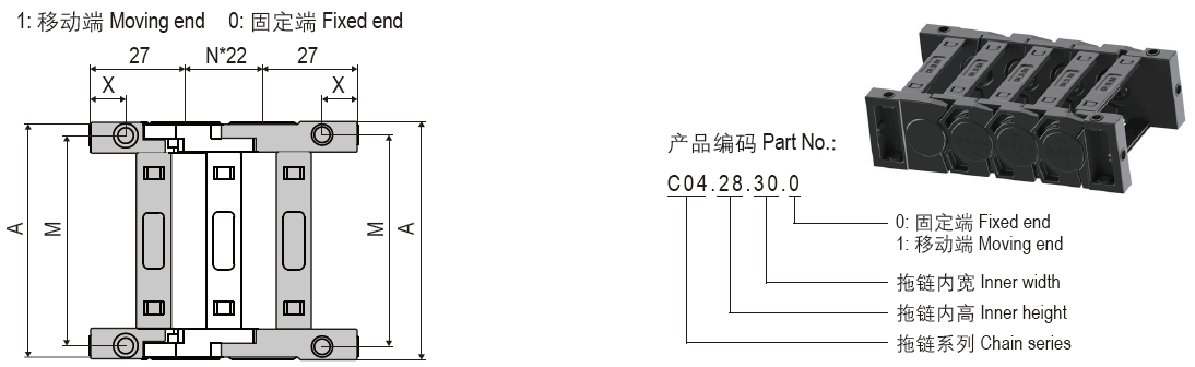 靜音無塵電纜拖鏈接頭尺寸